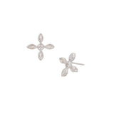 Radiant Cross Stud Earrings in Clear Crystal/Silver