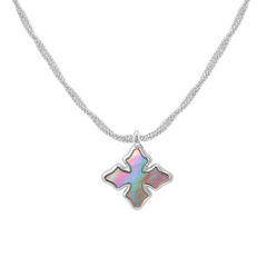 Cross Drop Necklace in Brown Pearl/Silver