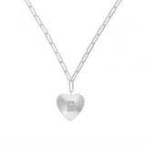 Adorned Heart Initial Necklace in Silver