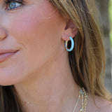 Eclipse Hoop Earrings Light Blue Enamel Gold