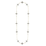 Enamel Cross Station Necklace Black Enamel Gold