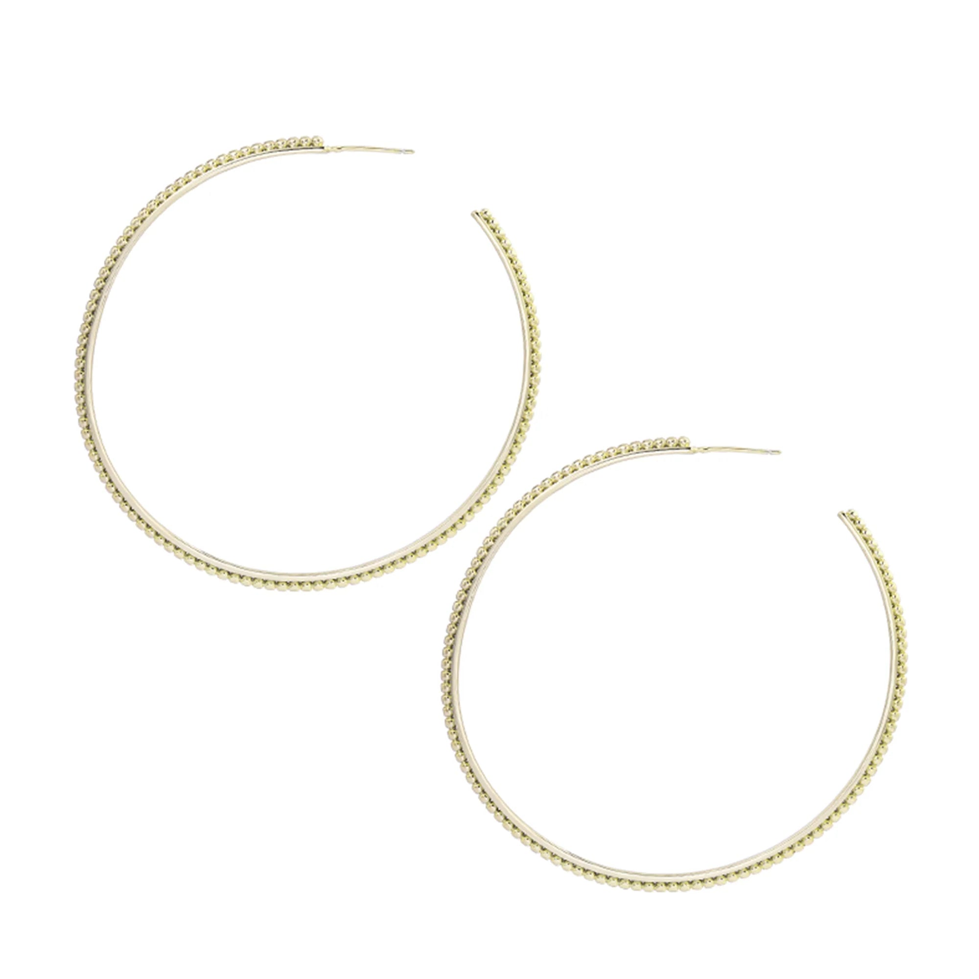 Large Beaded Hoop Earrings Gold