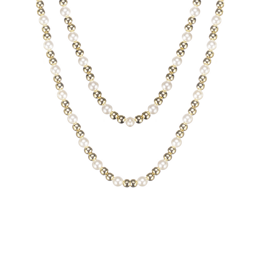 Adorned Pearl Beaded Necklace Gold