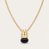 Midnight Tide Pendant Necklace in Gold, Black Pearl