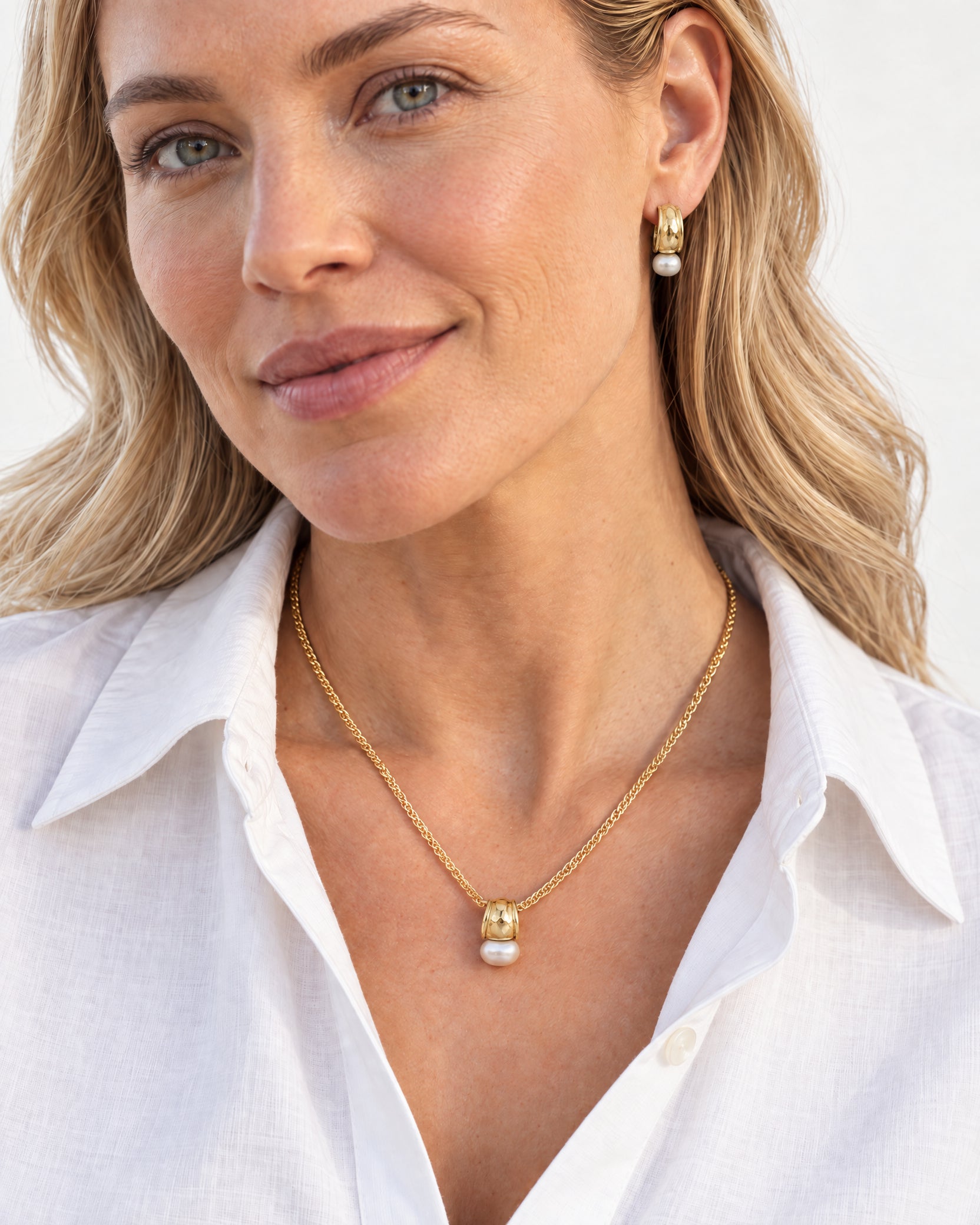 Midnight Tide Huggie Earrings in Gold, Black Pearl