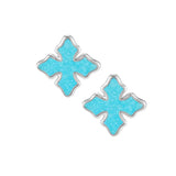 Cross Stud Earrings Turquoise Silver