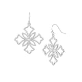Heirloom Cross Drop Earrings in Silver