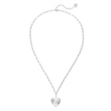 Adorned Heart Initial Necklace in Silver