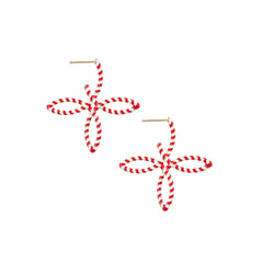 She's Classic Cross Hoop Earring in Gold Candy Cane