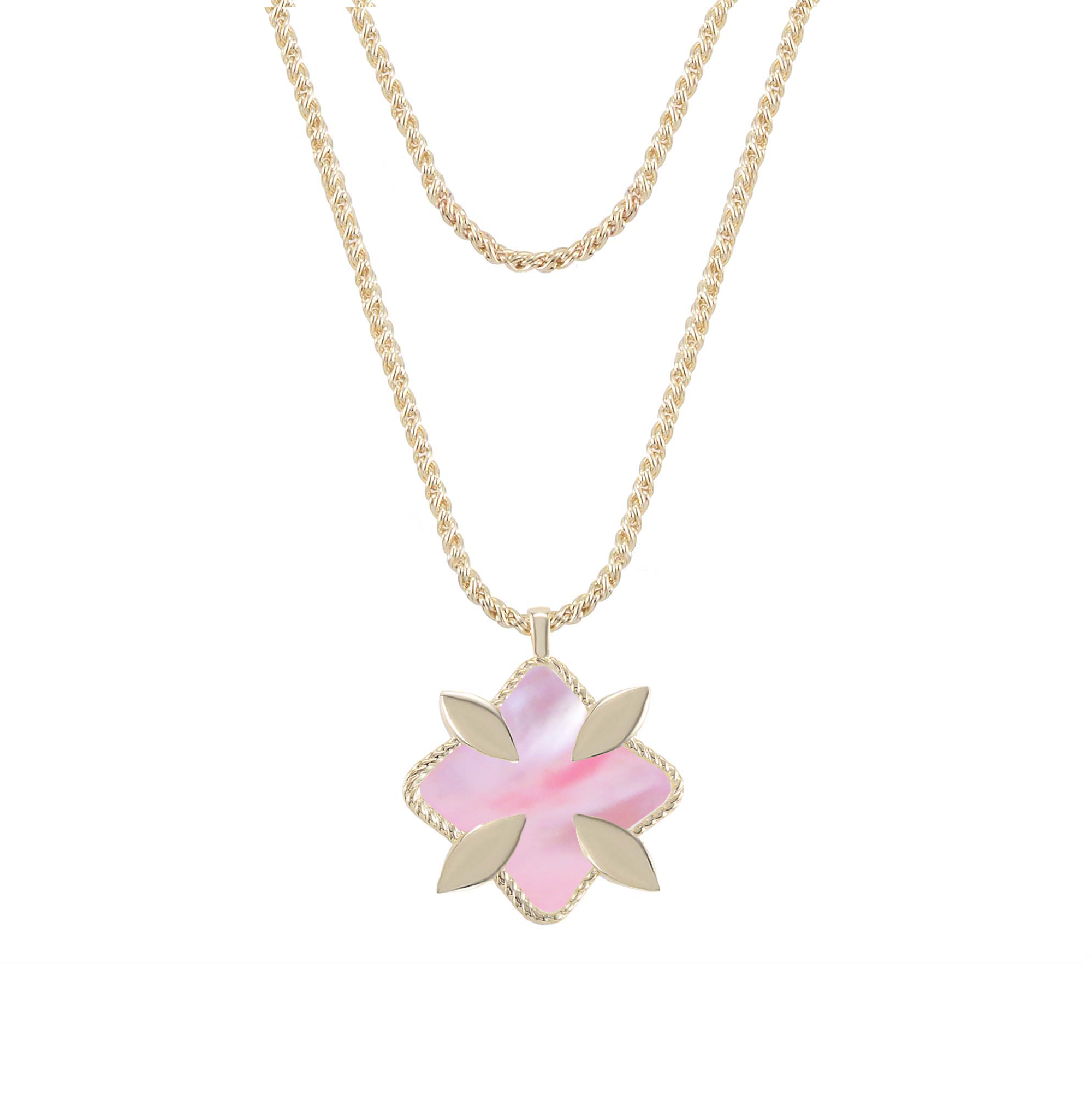 Grace Stone Pendant Necklace in Pink Pearl/Gold