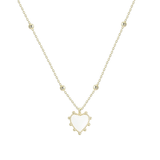 Adorned Heart Drop Necklace in White Enamel