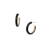 Eclipse Hoop Earrings Black Enamel Gold