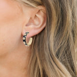 Enchanted Mini Beaded Hoop Earrings in Black/Gold
