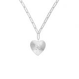 Adorned Heart Initial Necklace in Silver