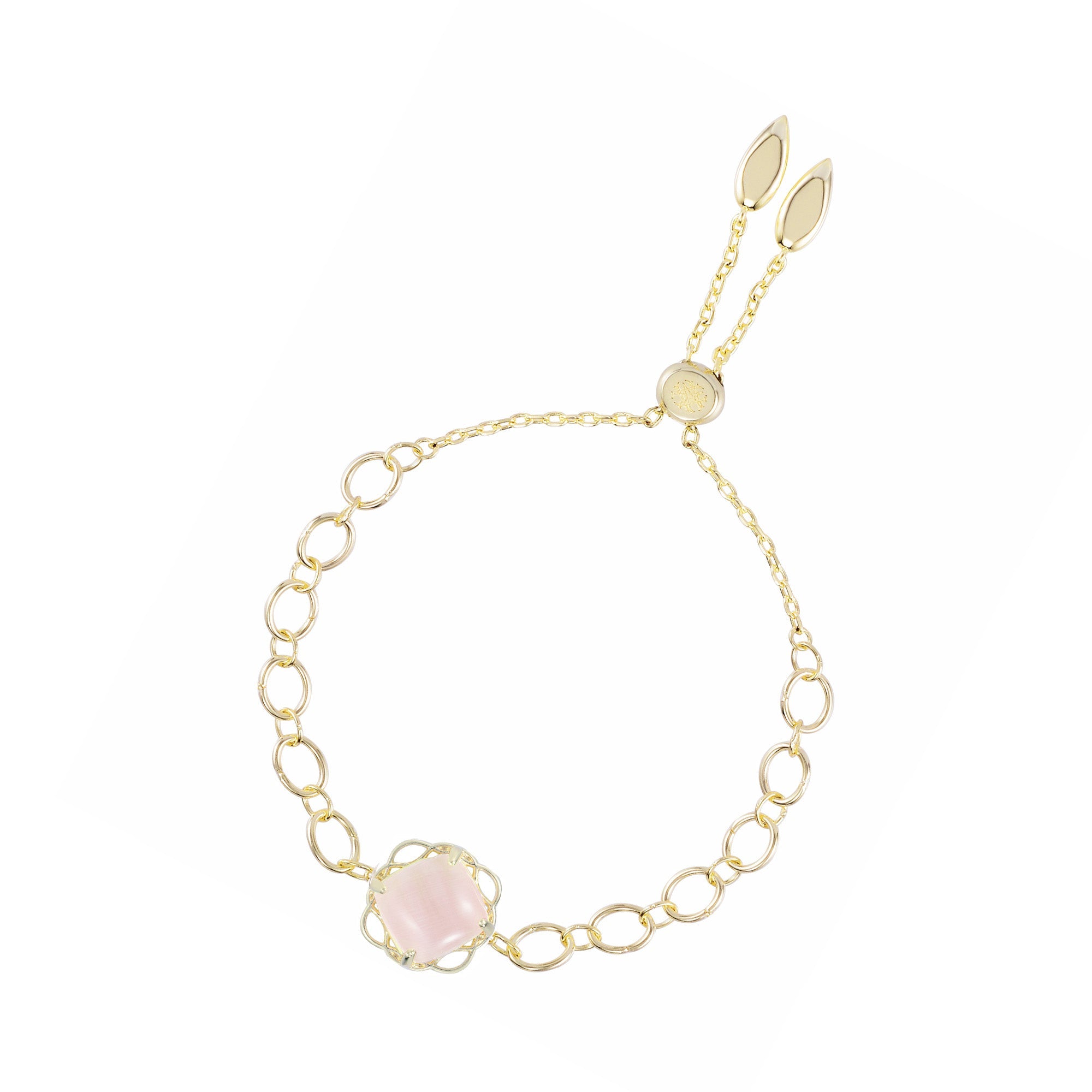 Blossom Adjustable Bracelet Pink Cats Eye/Gold