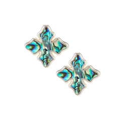 Cross Stud Earrings Abalone Shell Gold