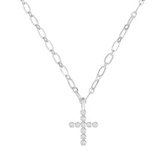 Legacy Cross Drop Necklace in Silver