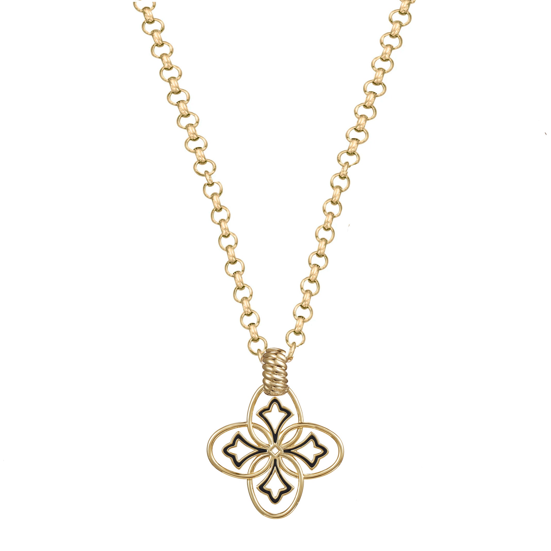 Heritage Pendant Necklace in Gold/Black