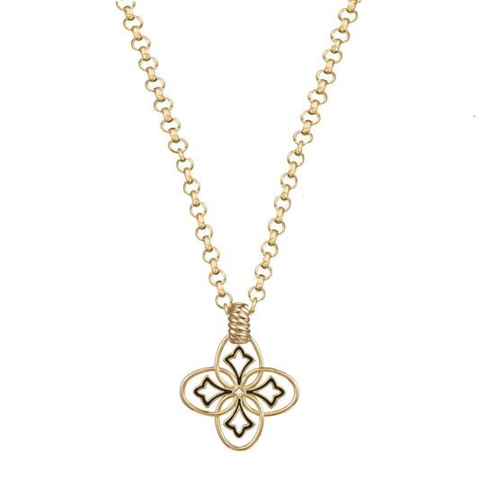 Heritage Pendant Necklace in Gold/Black