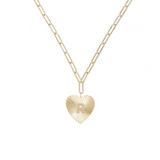 Adorned Heart Initial Necklaces in Gold