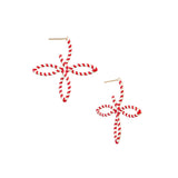 She's Classic Cross Hoop Earring in Gold Candy Cane