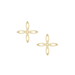 She's Classic Mini Cross Stud Earrings Gold