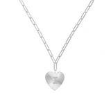 Adorned Heart Initial Necklace in Silver