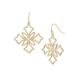 Heirloom Cross Drop Earrings in Gold
