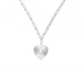 Adorned Heart Initial Necklace in Silver