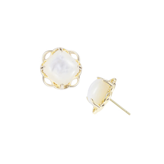 Blossom Stud Earrings Ivory Pearl Gold