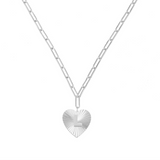 Adorned Heart Initial Necklace in Silver