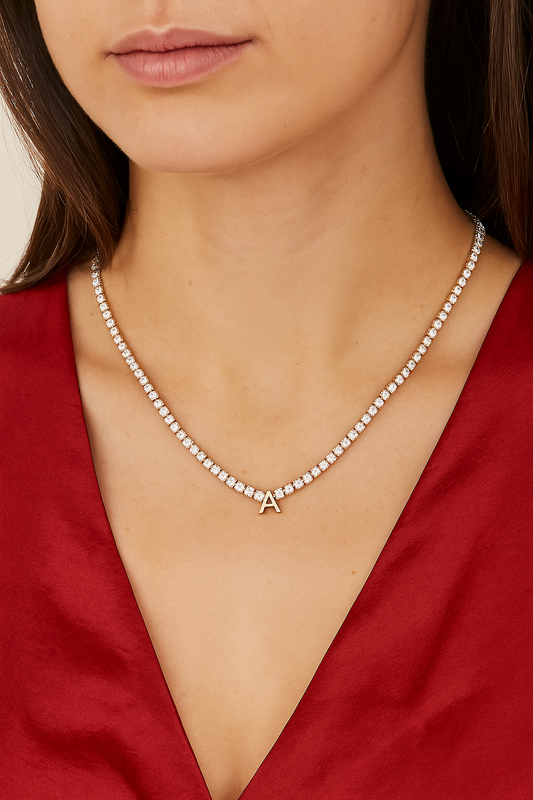 Enchanted Tennis Initial Necklace
