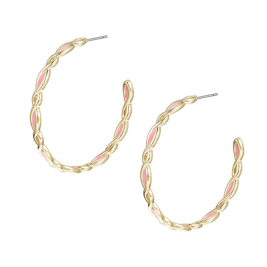 Bloom Hoop Earrings in Light Pink Enamel