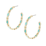 Bloom Hoop Earrings in Light Blue Enamel Gold