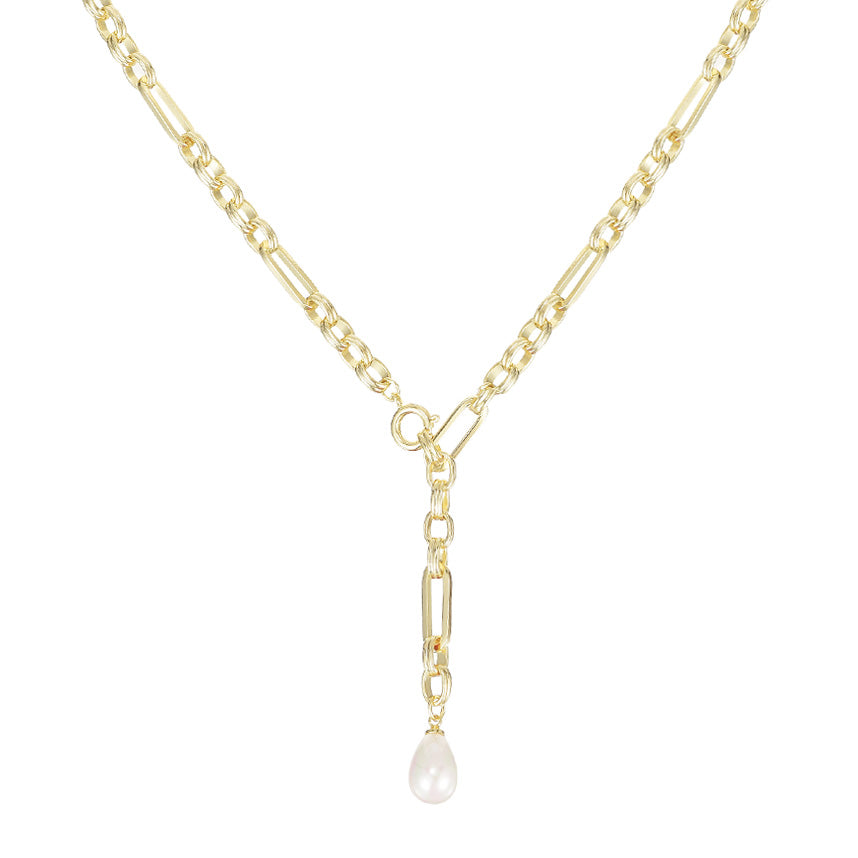 Allure Pearl Lariat Necklace in Gold | 324-G-IP