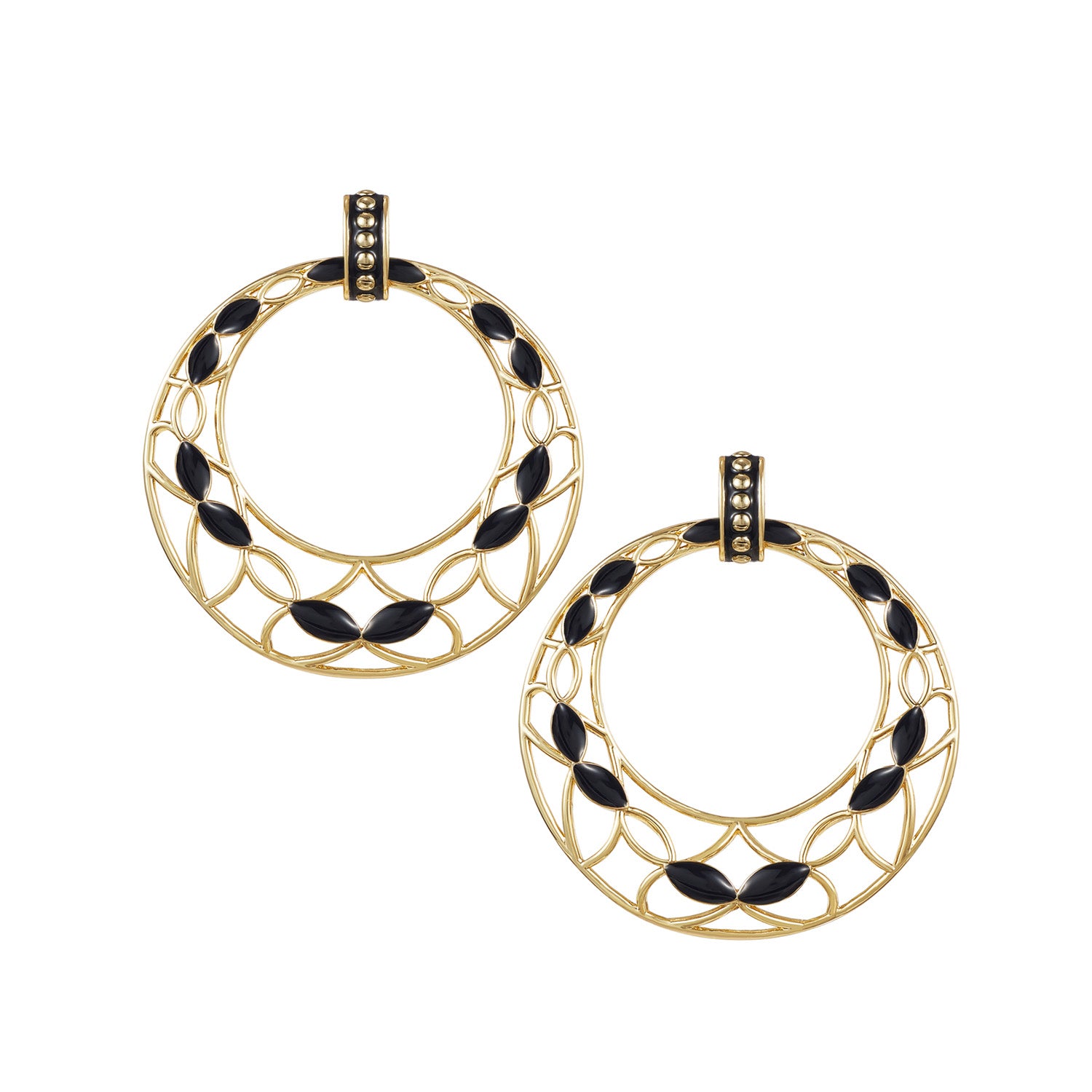 Enchanted Statement Earrings in Black/Gold | 310-G-BE