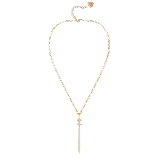 Legacy Cross Drop Necklace in Gold