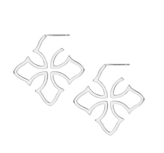 Grace Cross Hoop Earrings Silver