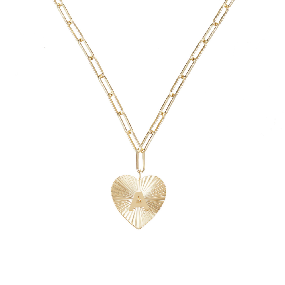 Adorned Heart Initial Necklaces in Gold | 259-G-A