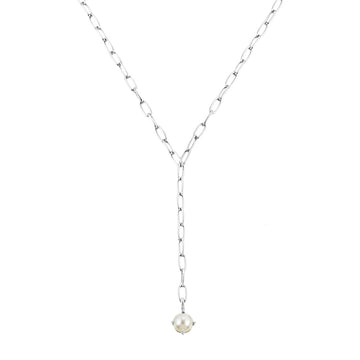 Shine Bright Pearl Lariat Necklace in Silver | 318-S-IP