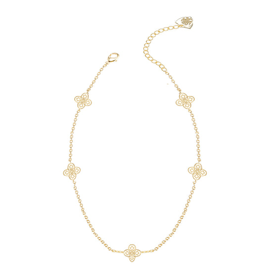 Heritage Mini Cross Station Necklace in Gold