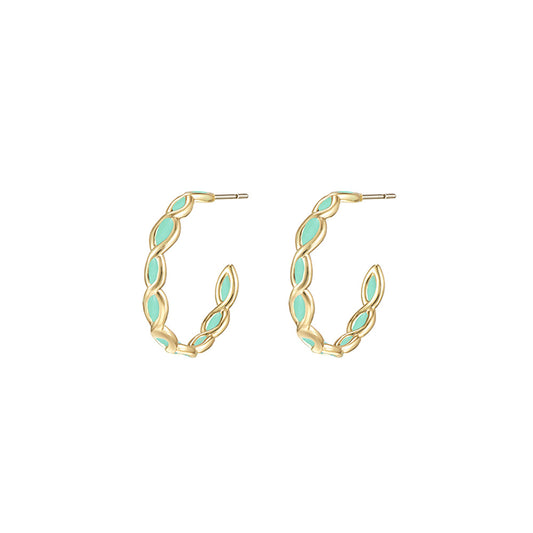 Bloom Mini Hoop Earrings in Mint Enamel Gold