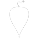 Legacy Cross Drop Necklace in Silver
