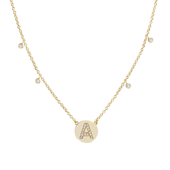 Shine Bright Circle Initial Necklace Gold Cubic Zirconia S | 214-CZ-S