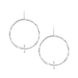 Radiant Cross Hoop Earrings in Silver