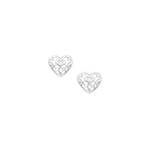 Believer Heart Stud Earrings in Silver