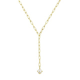 Shine Bright Pearl Lariat Necklace Ivory Pearl Gold | 318-G-IP