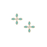 Radiant Cross Stud Earrings in Aqua