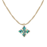 Cross Drop Necklace Abalone Shell Gold