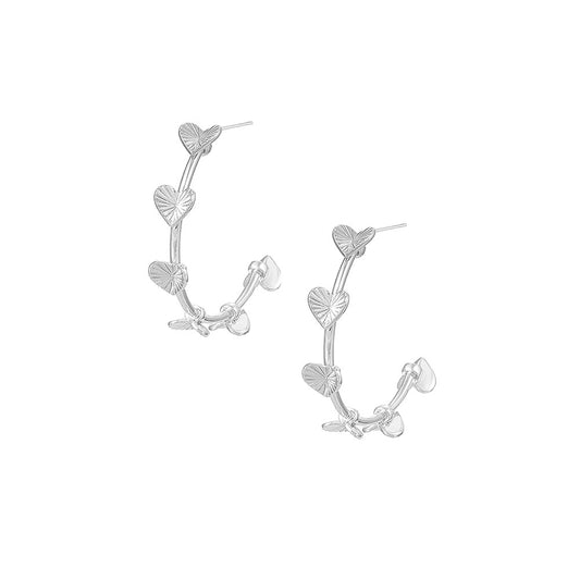 Adorned Open Heart Hoop Earrings